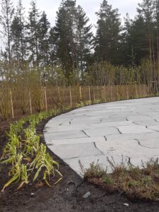 The Well i Norge fik også opsat lodret pilehegn forskellige steder på områder ved deres terrasser og bade som harmonerer smukt og naturligt med den omkringliggende skov.