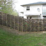 Højt pilehegn opsat efter trænnets udformning.